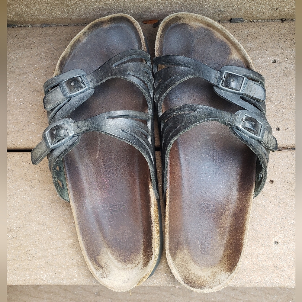Birkenstock Granada black leather sandals 39 8
